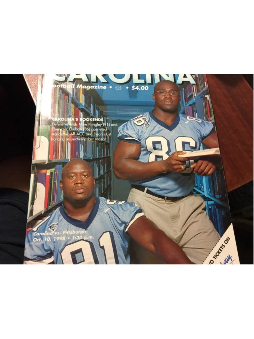 1998 CAROLINA, Football Magazine, UNC Tar Heels, Carolina VS Pittsburgh
